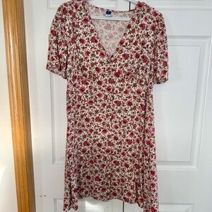 Old Navy Red/pink and White Floral Mini Dress